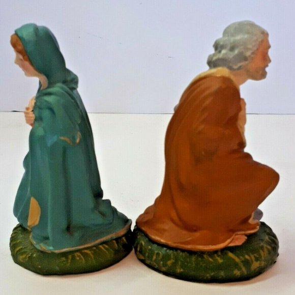 Vintage Fontanini Paper Mache Italy Nativity Set Joseph and Mary 4" High - Picture 6 of 8